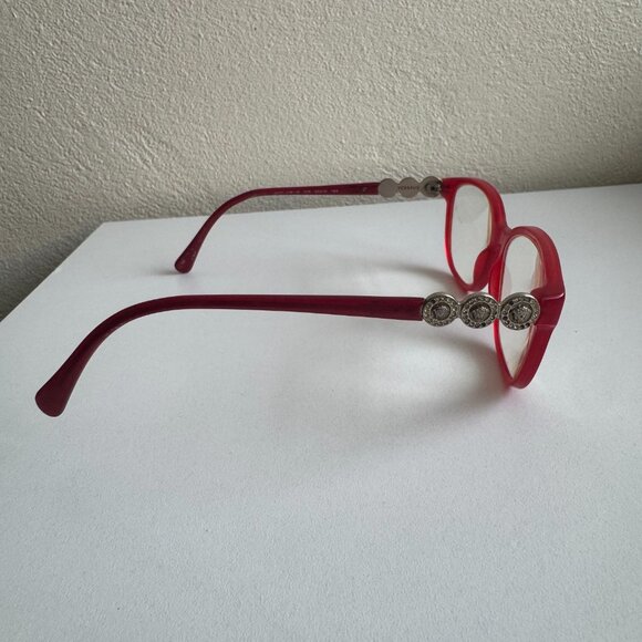 Versace Red Eyeglasses Medusa Rhinestone Frame Vintage Italy